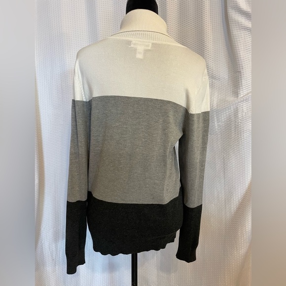 Calvin Klein tri-colored long sleeve turtleneck sweater size large - Picture 3 of 7